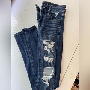 American Eagle Ripped Skinny Jeans Size 0 Long
